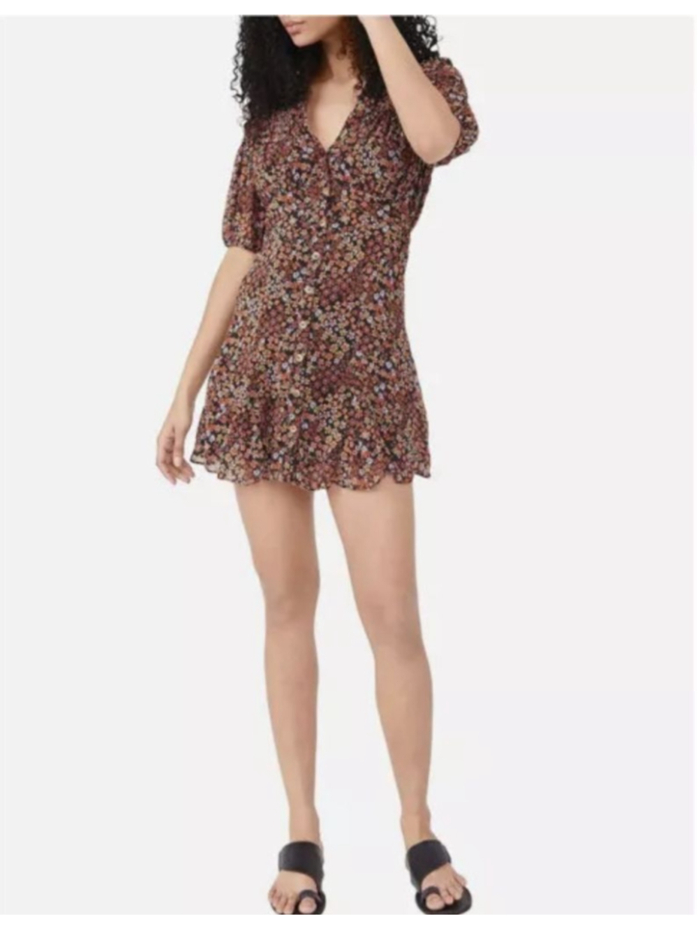 Free People Mini Dress Small Dusk Combo Floral